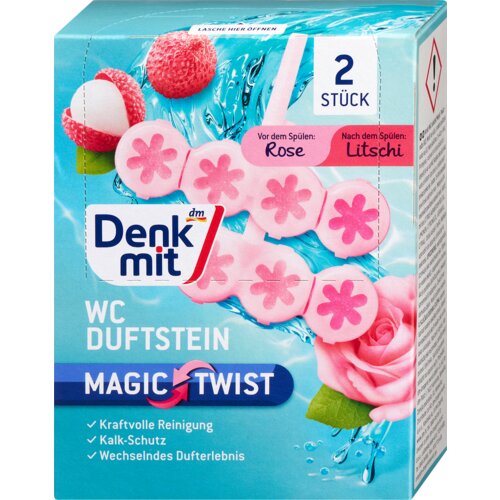 Denkmit Magic Twist kamen za WC šolju - ruža i liči, 2x48g 2 kom Cene