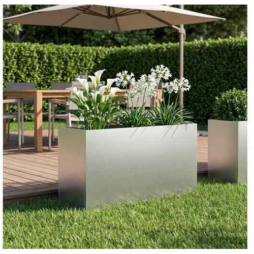 vidaXL Vrtna saksija Srebrna 100 x 30 x 40 cm Pocinčani čelik - Pocinčani čelik 100 x 30 x 40 cm 1 Cijene