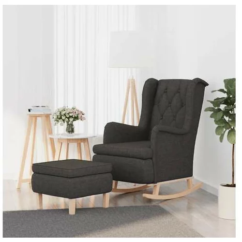  Fotelj z gugalnimi nogami in stolčkom temno sivo blago
