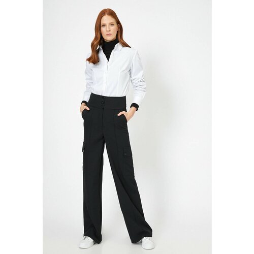 Koton Women&amp;#039;s Black Button Detailed Trousers Slike