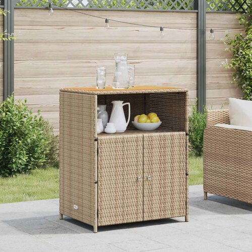  Cabinet s policom Bež 70 x 50 x 87 cm Poliester i Roly Rattan - Bež Cijene