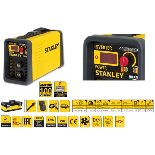 Stanley Inverterski aparat za zavarivanje Power 100, 230V, 50-60Hz, Žuti Slike