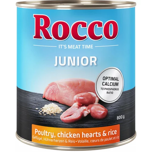 Rocco Junior 6 x 800 g - Perutnina s piščančjimi srci & riž