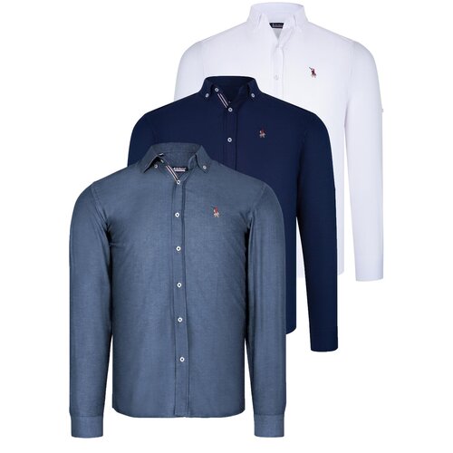 Dewberry TRIPLE SET G674 MENS SHIRT-NAVY BLUE-WHITE-OIL Cijene