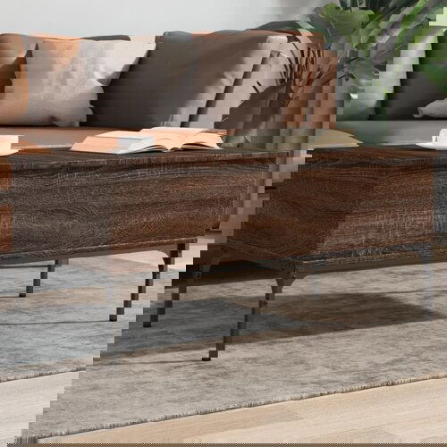vidaXL Stolić za kavu smeđa boja hrasta 100x50x45 cm od drva i metala Cijene