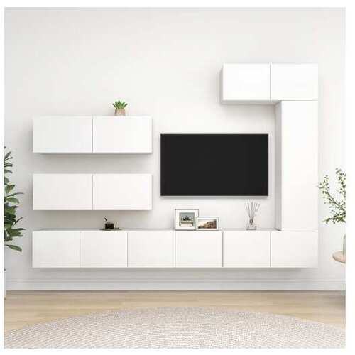  Komplet TV omaric 7-delni bela iverna plo&scaron;ča Cene