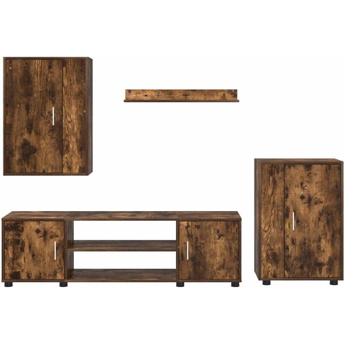  Set TV komoda Zidne 4 pcs Dimljeni hrast Konstruirano drvo Slike
