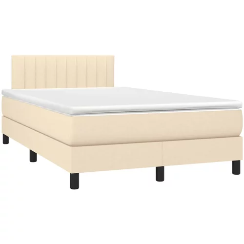 vidaXL Box spring postelja z vzmetnico krem 120x190 cm blago, (21111443)