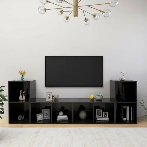 vidaXL TV omarice 4 kosi visok sijaj črne 72x35x36,5 cm iverna plošča