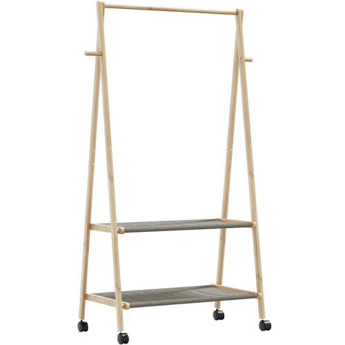 vidaXL Stojalo za oblačila s policami n kolesi 96x45,5x155,5 cm Bambus, (21780106) Cene