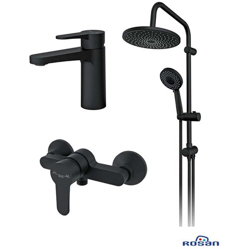 Rosan SET 1 Blau Black slavina za lavabo i tu&scaron; kadu sa usponskim tu&scaron;em B137530B Cene