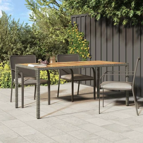  Vrtni stol od poliratana i bagremovog drva 190x90x75 cm sivi