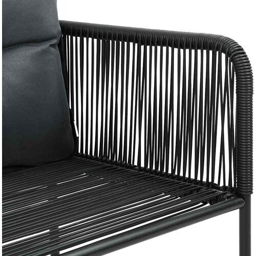  5-dijelni vrtni blagovaonski set od PVC ratana crni Crna Dužina stola 150 cm Slike