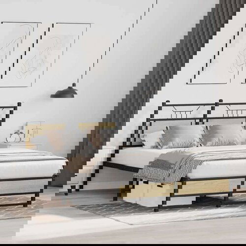 vidaXL Posteljni okvir brez vzmetnice hrast 120x200 cm inženirski les Cene