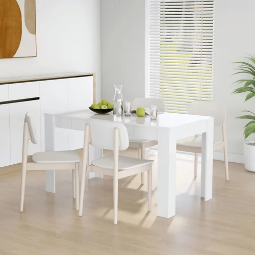 vidaXL Jedilna miza visok sijaj bela 140x74,5x76 cm iverna plošča, (20625778)