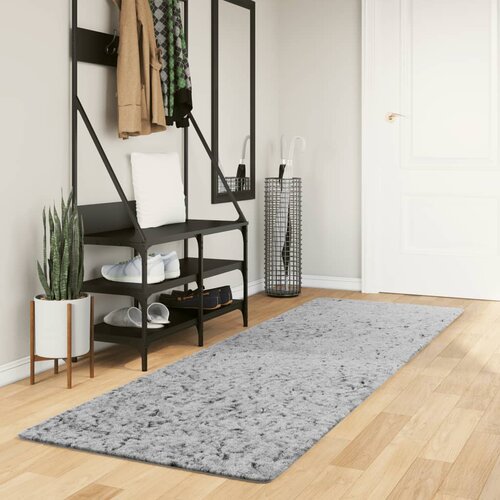 vidaXL Čupavi moderni tepih s visokim vlaknima sivi 80x250 cm Cijene