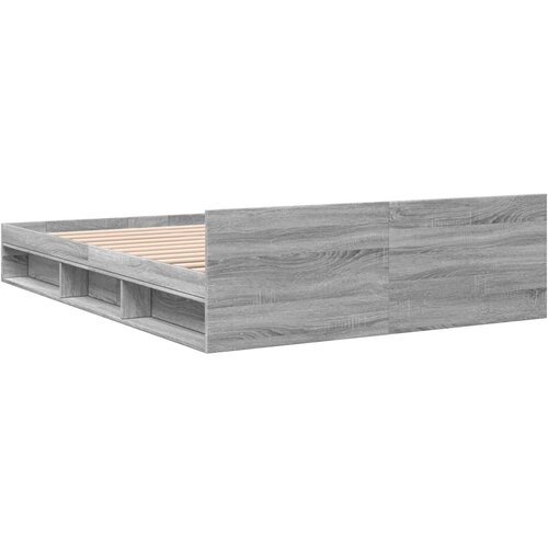 Okvir za krevet s ladicama boja hrasta 160x200 cm drveni Siva 160 x 200 cm Slike