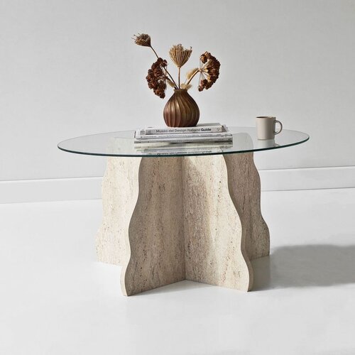 Hanah home Stol za kafu Butterfly - Transparentni Travertin Slike
