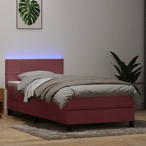 Box Spring krevet s madracem i LED ružičasti 80 x 220 cm bar&amp;scaron;unasti Slike