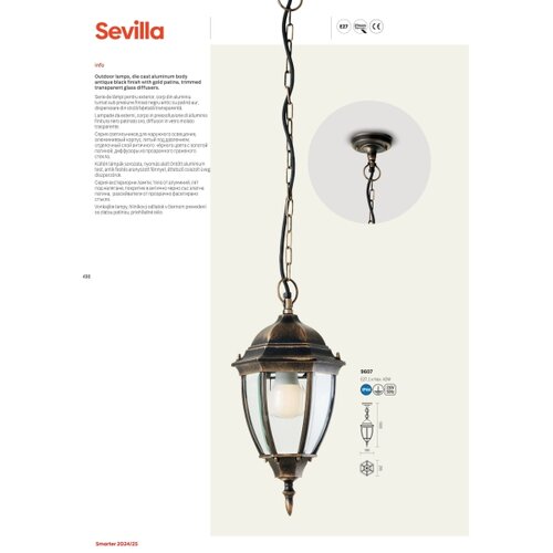  Redo 9604 - Spolja&amp;scaron;nja zidna lampa SEVILLA 1xE27/42W/230V IP44 zlatna/patina Slike