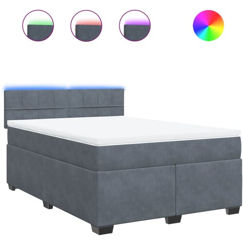 vidaXL box spring postelja z vzmetnico temno siva 160x200 cm žamet, (21308217) Cene