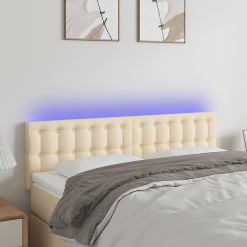vidaXL LED uzglavlje krem 144x5x78/88 cm od tkanine Cijene