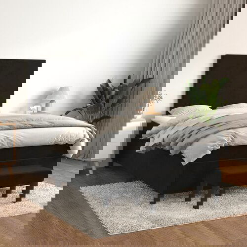 VidaXL Box spring postelja z vzmetnico črna 120x200 cm žamet Slike