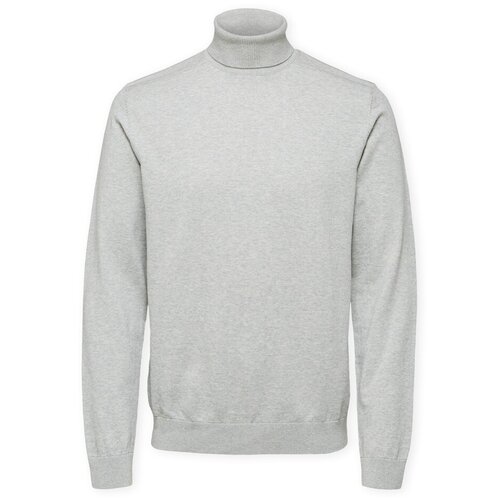 Selected Puloverji Noos Berg Roll Neck Knit - Light Grey Melange Siva Slike