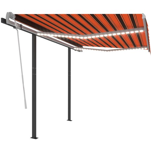 vidaXL Ročno zložljiva tenda z LED lučkami 3x2,5 m oranžna in rjava Cene