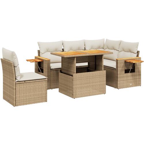 VidaXL 6-dijelni set vrtnih sofa s jastucima bež od poliratana Slike