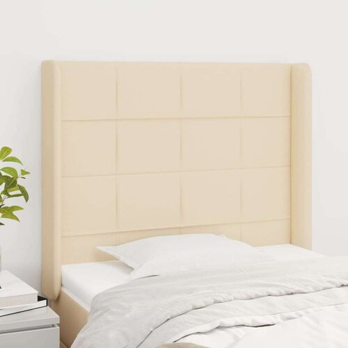  Uzglavlje s u&amp;scaron;ima krem 103x16x118/128 cm od tkanine Slike