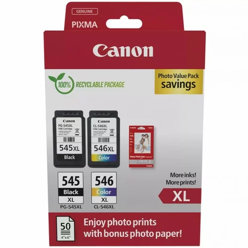 Komplet kartuš Canon PG-545 XL in CL-546 XL (+ 50x GP-501 foto papir) / Original