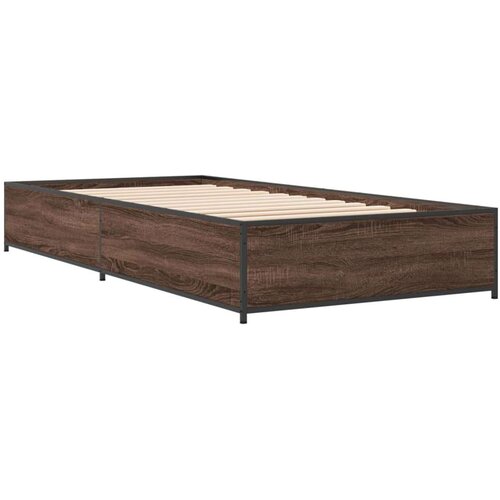 VidaXL Okvir za krevet smeđi hrast 90x190 cm konstruirano drvo i metal Slike