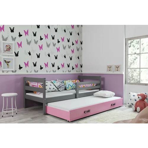 BMS Group Otroška postelja Eryk z dodatnim ležiščem - 80x190 cm - grafit/roza