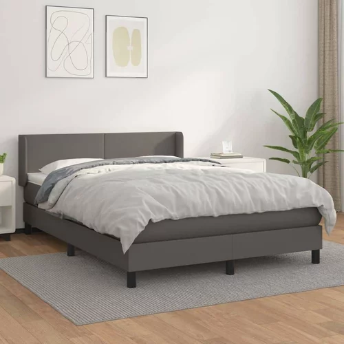  Box spring postelja z vzmetnico siv 140x200 cm umetno usnje, (20900133)