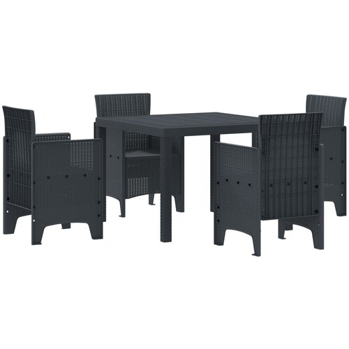vidaXL 5 delni set vrtne jedilnice Anthracite Poly Rattan, (22089858) Cene