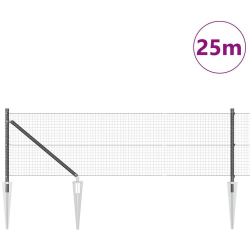 vidaXL Varjena žična ograja z 13 nosilci Spike Siva 0.6x25 m Jeklo Cene