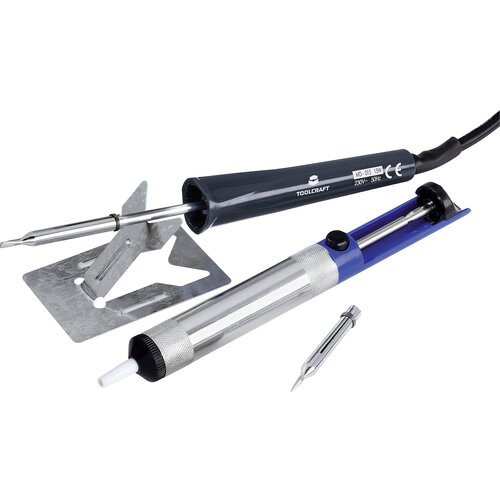 Toolcraft spajkalnik-komplet\, 230 v 15 w MD-015PP v obliki svinčnika\, v obliki dleta vklj. z odlagalnikom\, z odspajkalno črpalko, (20394475) Slike