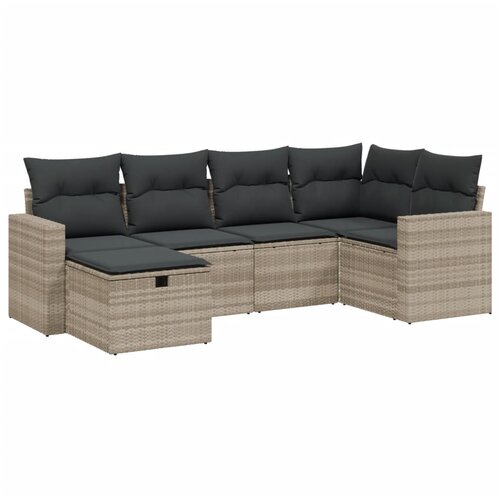VidaXL 6-dijelni set vrtnih sofa od poliratana s jastucima svjetlosivi Slike
