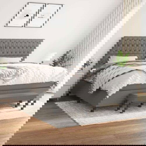  Kreveta s oprugama i madrac svjetlosivi 180x200cm tkanina Slike
