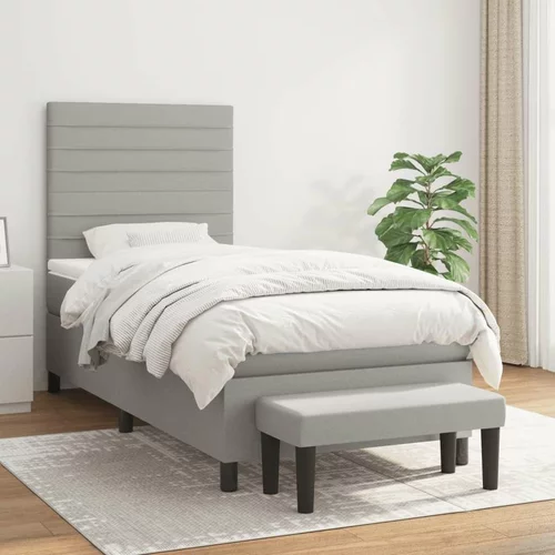  Box spring postelja z vzmetnico svetlo siv 100x200 cm blago, (20930511)