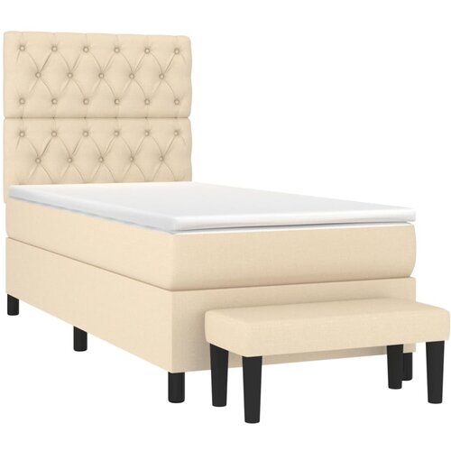  Okvir kreveta s oprugama i madrac krem 80x200 cm od tkanine Slike
