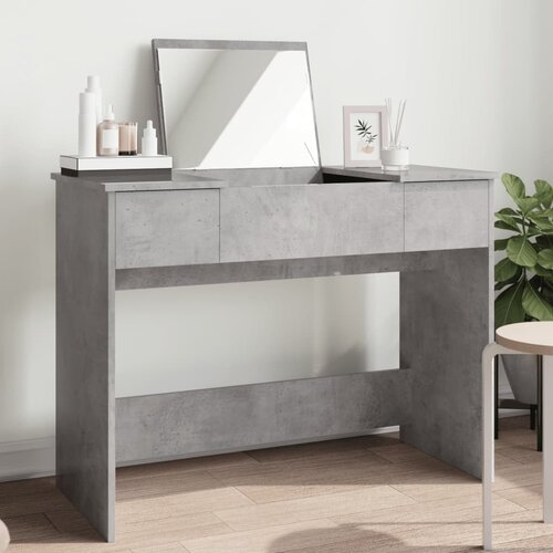  The Living Store Toaletna mizica z ogledalom betonsko siva 100x45x76 cm - Toaletna Mizica, (21441848) Slike