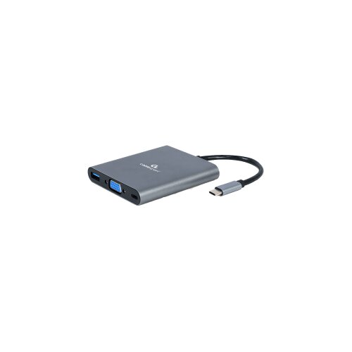 Docking station USB adapter Type-C 6-in-1 multi-port adapter (Hub3.1 + HDMI + VGA + PD + card reader + stereo audio), space grey, A-CM-COMBO6-01 Slike