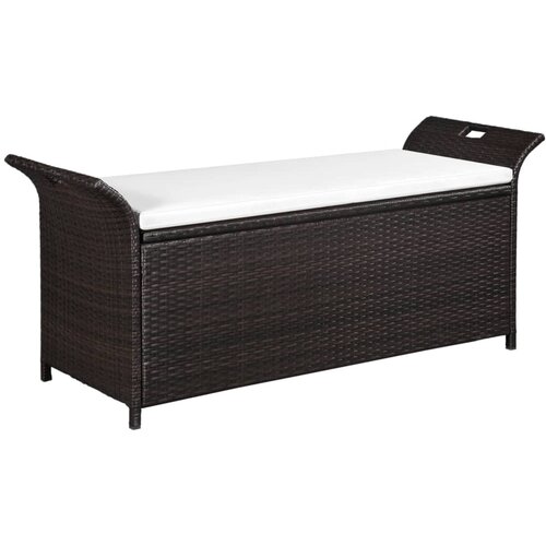 The Living Store Klop za shranjevanje z blazino 138 cm poli ratan rjave barve - Klop, (21483778) Slike