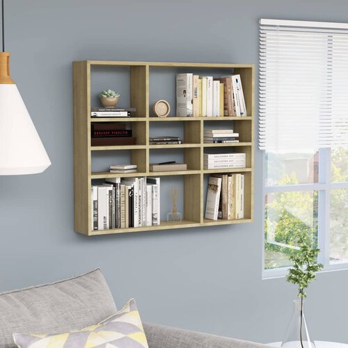 VidaXL Stenska polica sonoma hrast 90x16x78 cm iverna plo&amp;scaron;ča Slike