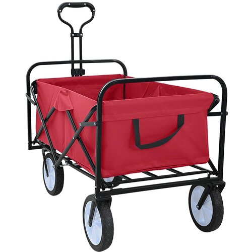 vidaXL Zložljiv ročni voziček Rdeča 94 x 53 x 99 cm Oxford tkanina, (5000285921) Cene