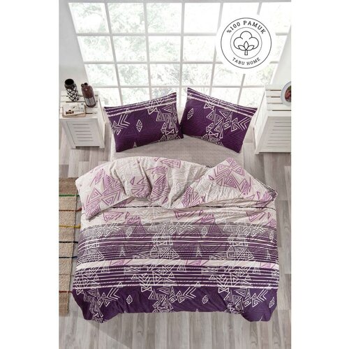  pyramid purplewhite ranforce king quilt cover set (fr) Cene