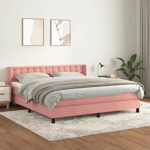  Box spring postelja z vzmetnico roza 160x200 cm žamet, (20894975)