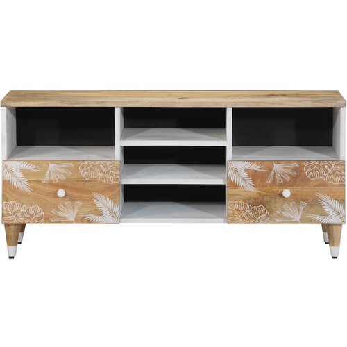 Maison Chic TV omarica - TV stojalo - Televizijska omarica 100x33,5x46 cm Masivni les Mango, (21700609) Slike